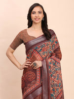 Thumbnail for Astita Linen Cotton Brown Saree