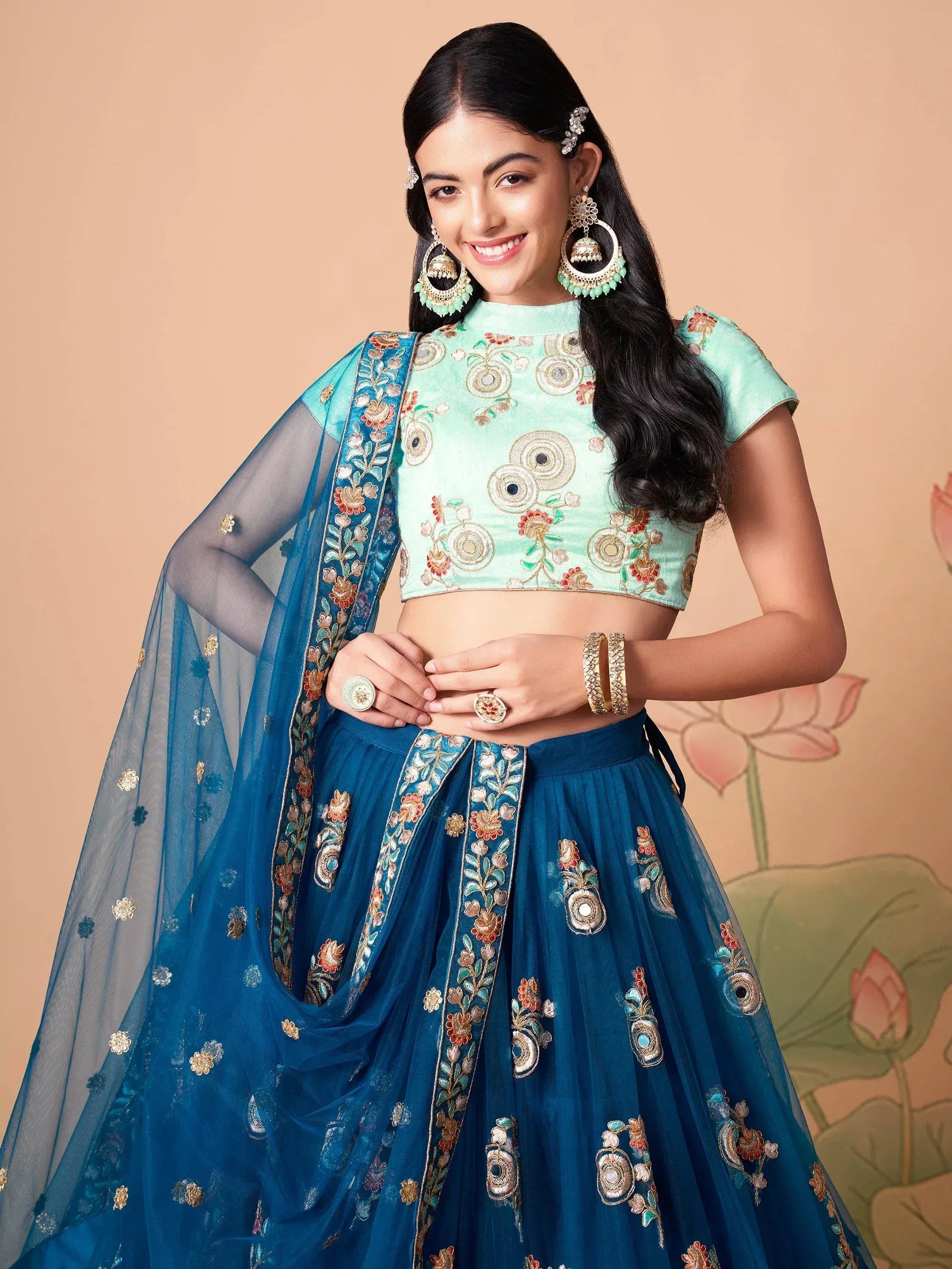 Tulsi Art Superb Sapphire Blue Dori Work Net Designer Lehenga Choli