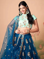 Thumbnail for Tulsi Art Superb Sapphire Blue Dori Work Net Designer Lehenga Choli