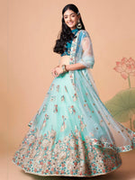 Thumbnail for Tulsi Art Lovely Electric Blue Sequins Work Net Designer Lehenga Choli