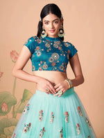 Thumbnail for Tulsi Art Lovely Electric Blue Sequins Work Net Designer Lehenga Choli