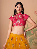 Thumbnail for Tulsi Art Dazzling Yellow Sequins Work Net Designer Lehenga Choli