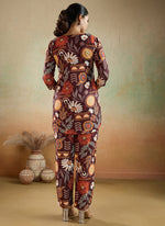Thumbnail for Prazu Fashion Brown Printed Cotton Reyon Festival Wear Co-Ord Set - Distacart