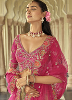 Thumbnail for Vegaa Fashion Beige Silk Embroidered & Art Mirror Work Wedding Wear Lehenga Choli - Distacart
