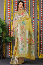 Thumbnail for Jyoti Fashion Women's Mehndi Banarasi Silk Zari Woven Saree with Blouse - Distacart