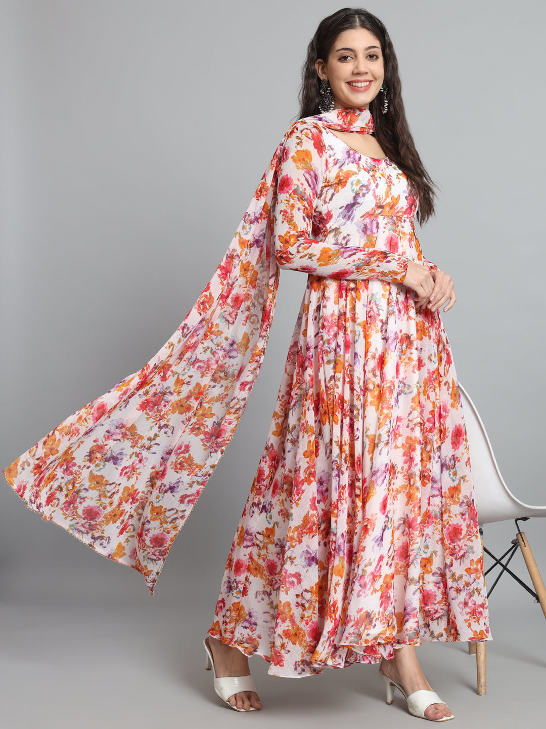 Fab Fashion Tiny Red Floral Gota Anarkali - Distacart