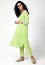 Thumbnail for trueBrowns Green Silver Laced Kurta-Pant - Distacart