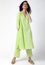 Thumbnail for trueBrowns Green Silver Laced Kurta-Pant - Distacart