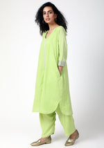 Thumbnail for trueBrowns Green Silver Laced Kurta- Ruffled Pant - Distacart