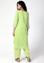 Thumbnail for trueBrowns Green Silver Laced Kurta- Ruffled Pant - Distacart