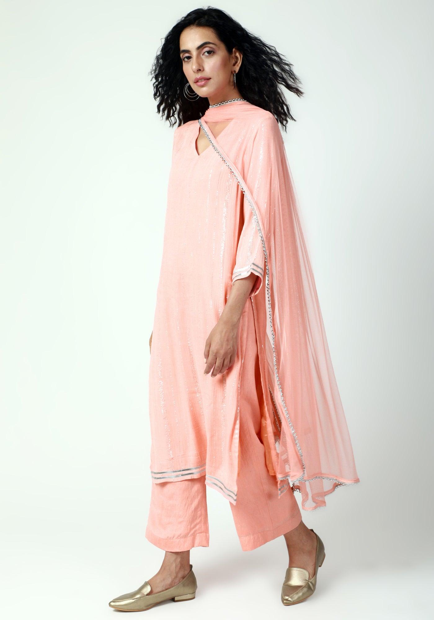 trueBrowns Blue Gota Slit Kurta-Pant-Dupatta - Distacart