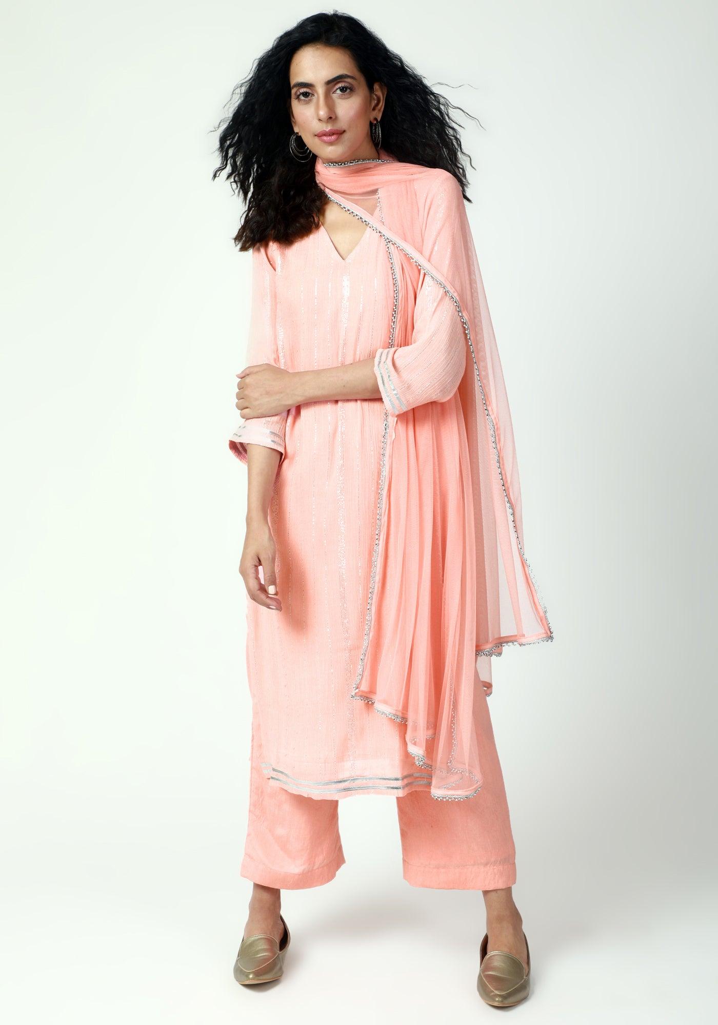 trueBrowns Gota Slit Kurta-Pant-Dupatta