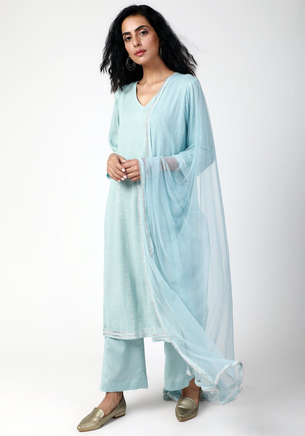 trueBrowns Gota Slit Kurta-Pant-Dupatta