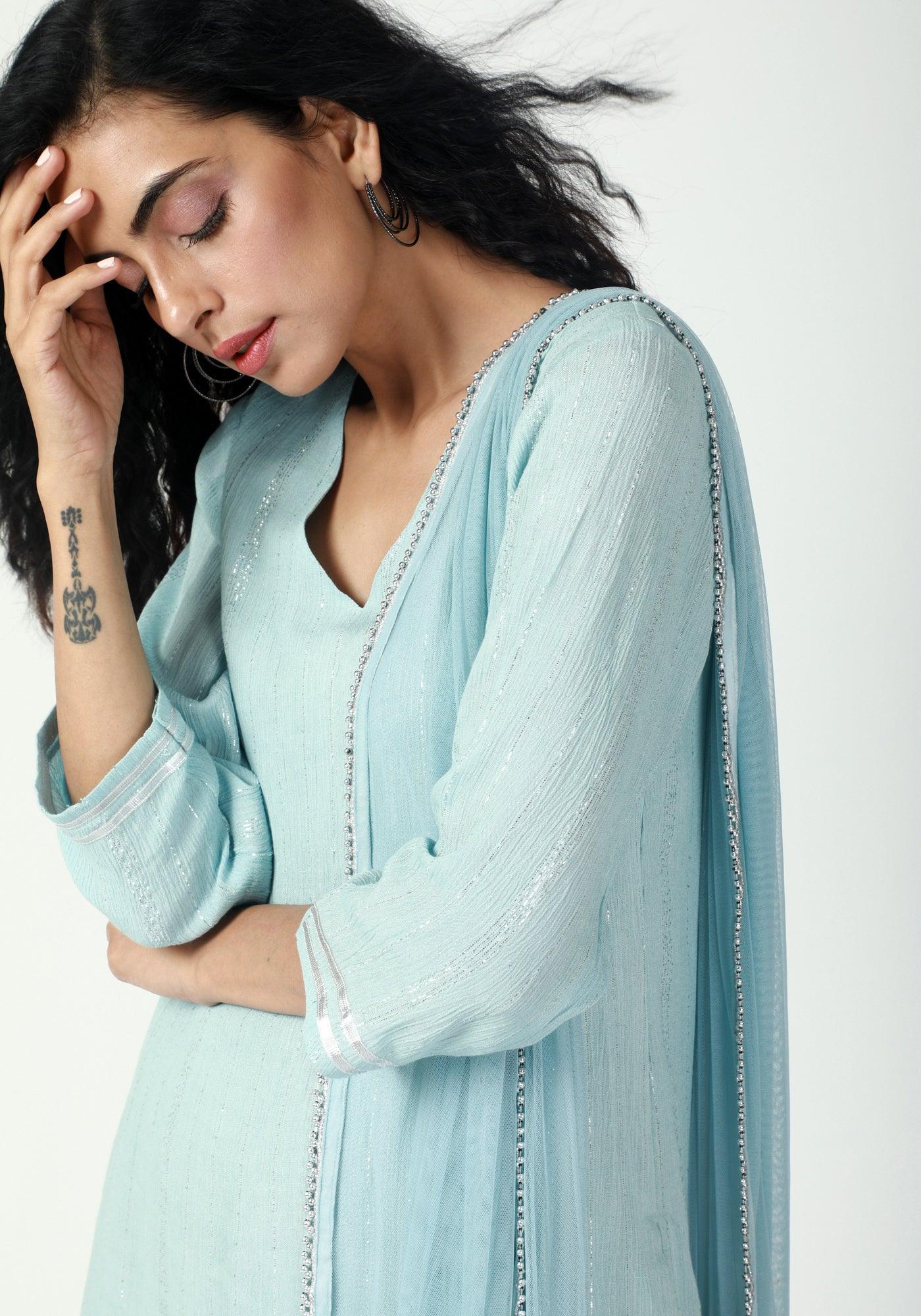 trueBrowns Gota Slit Kurta-Pant-Dupatta