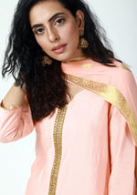 Thumbnail for trueBrowns Peach Gota Kurta-Pant-Dupatta