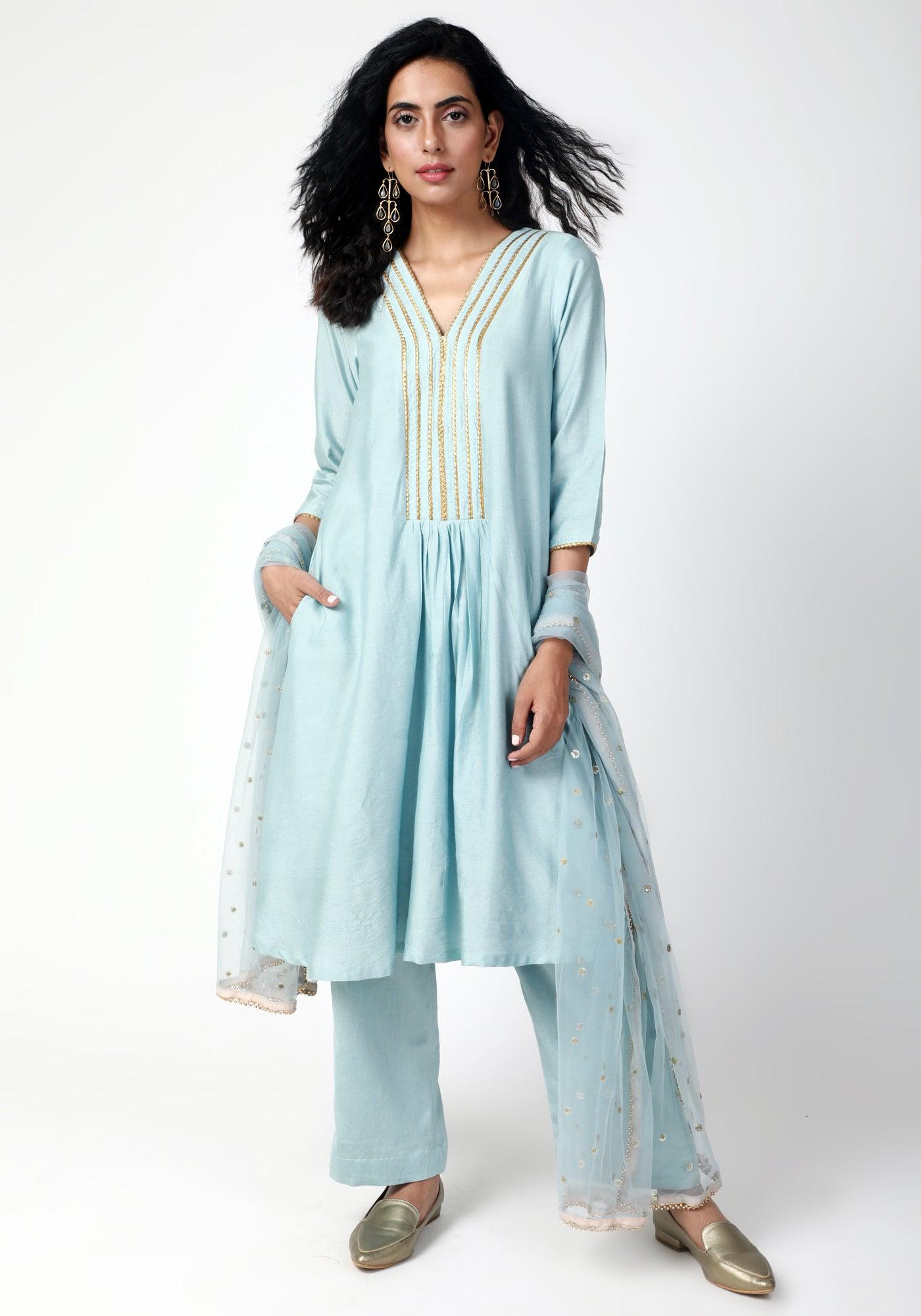 trueBrowns Blue Gota Kurta - Distacart