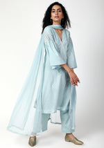 Thumbnail for trueBrowns Blue Silver Laced Kurta-Pant-Dupatta - Distacart