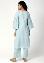 Thumbnail for trueBrowns Blue Silver Laced Kurta-Pant-Dupatta - Distacart