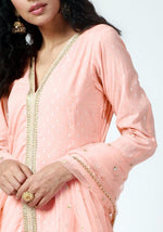 Thumbnail for trueBrowns Peach Lace Kurta-Pant-Dupatta - Distacart