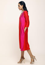 Thumbnail for trueBrowns Orange Contrast Overlap Dress - Distacart