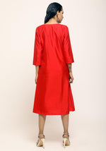 Thumbnail for trueBrowns Orange Contrast Overlap Dress - Distacart