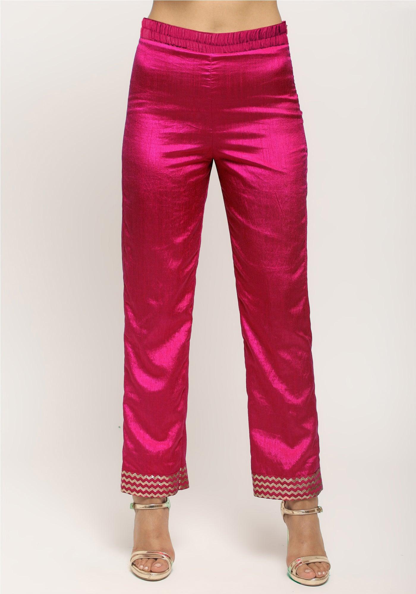 trueBrowns Pink Angrakha Foil Pant