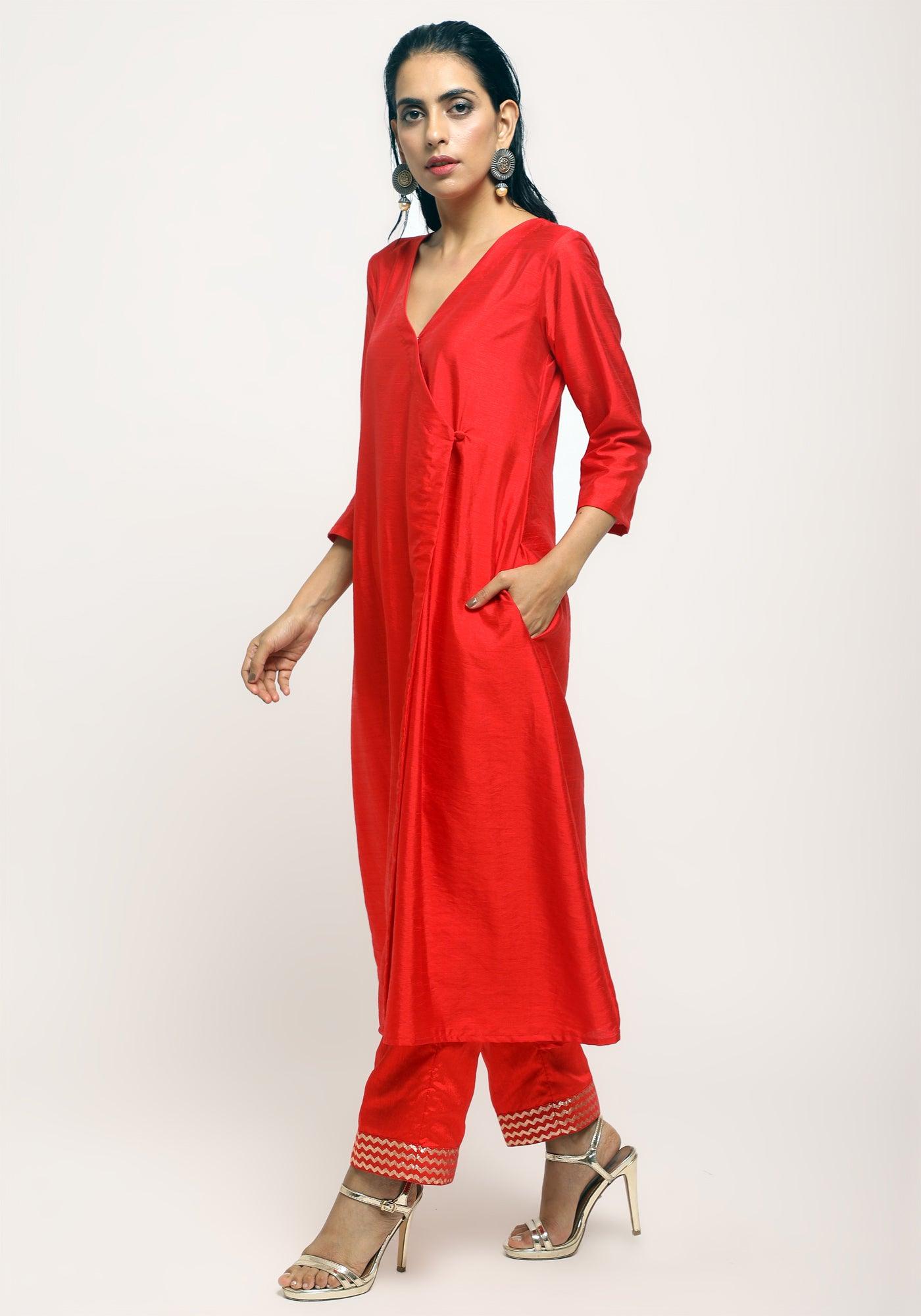 trueBrowns Orange Angrakha Foil Pant - Distacart