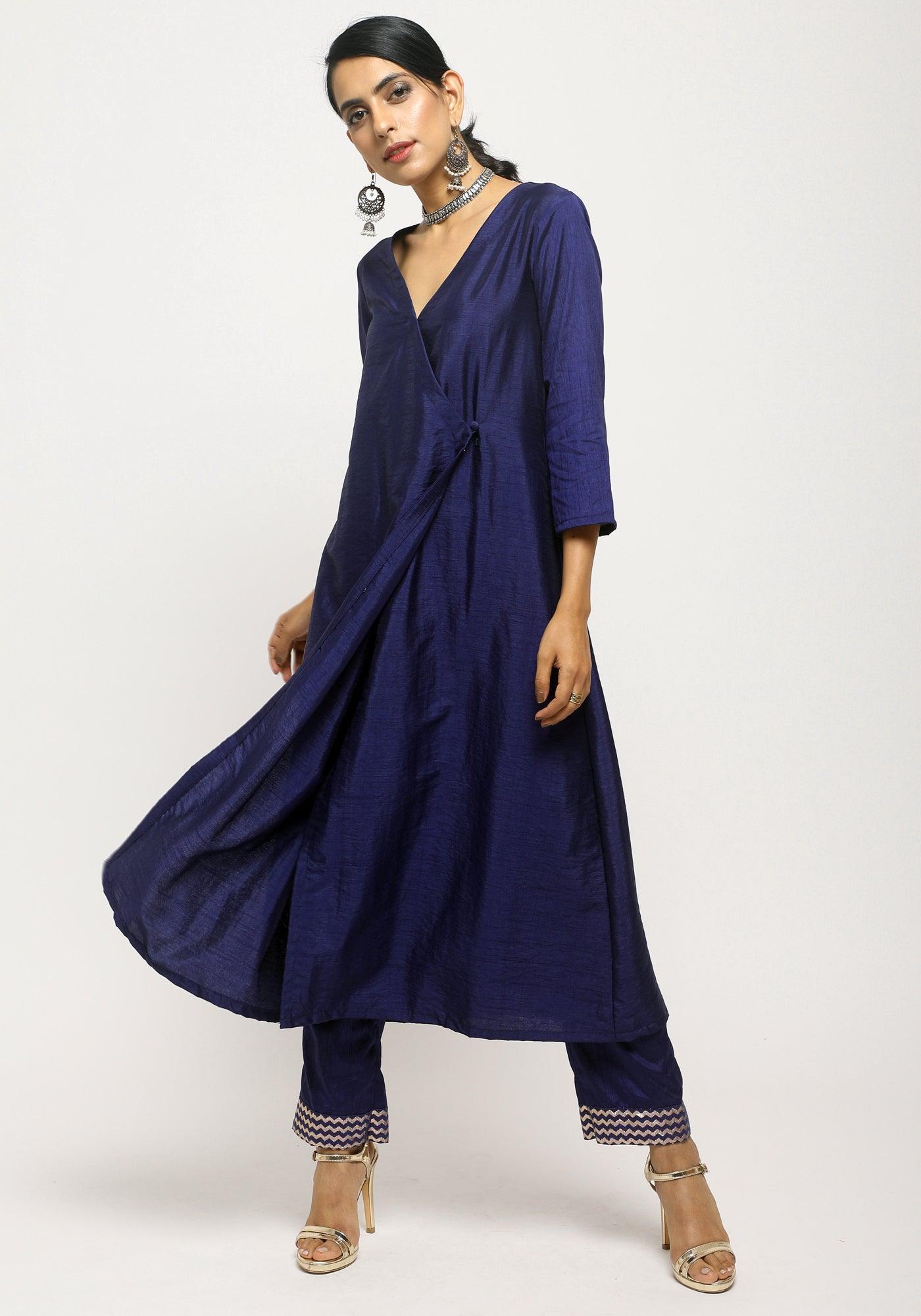 trueBrowns Blue Angrakha Foil Pant - Distacart