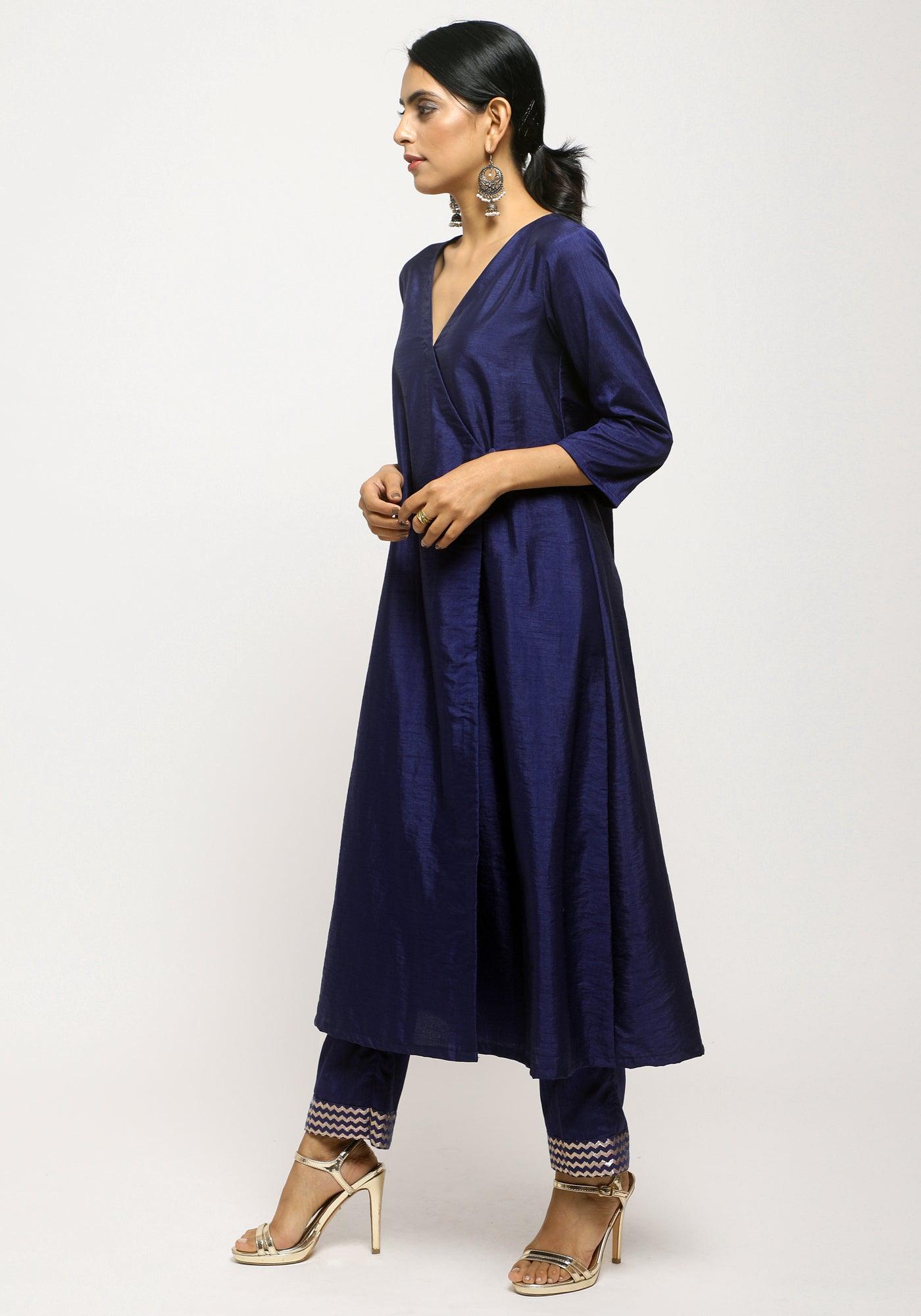 trueBrowns Blue Angrakha Foil Pant - Distacart