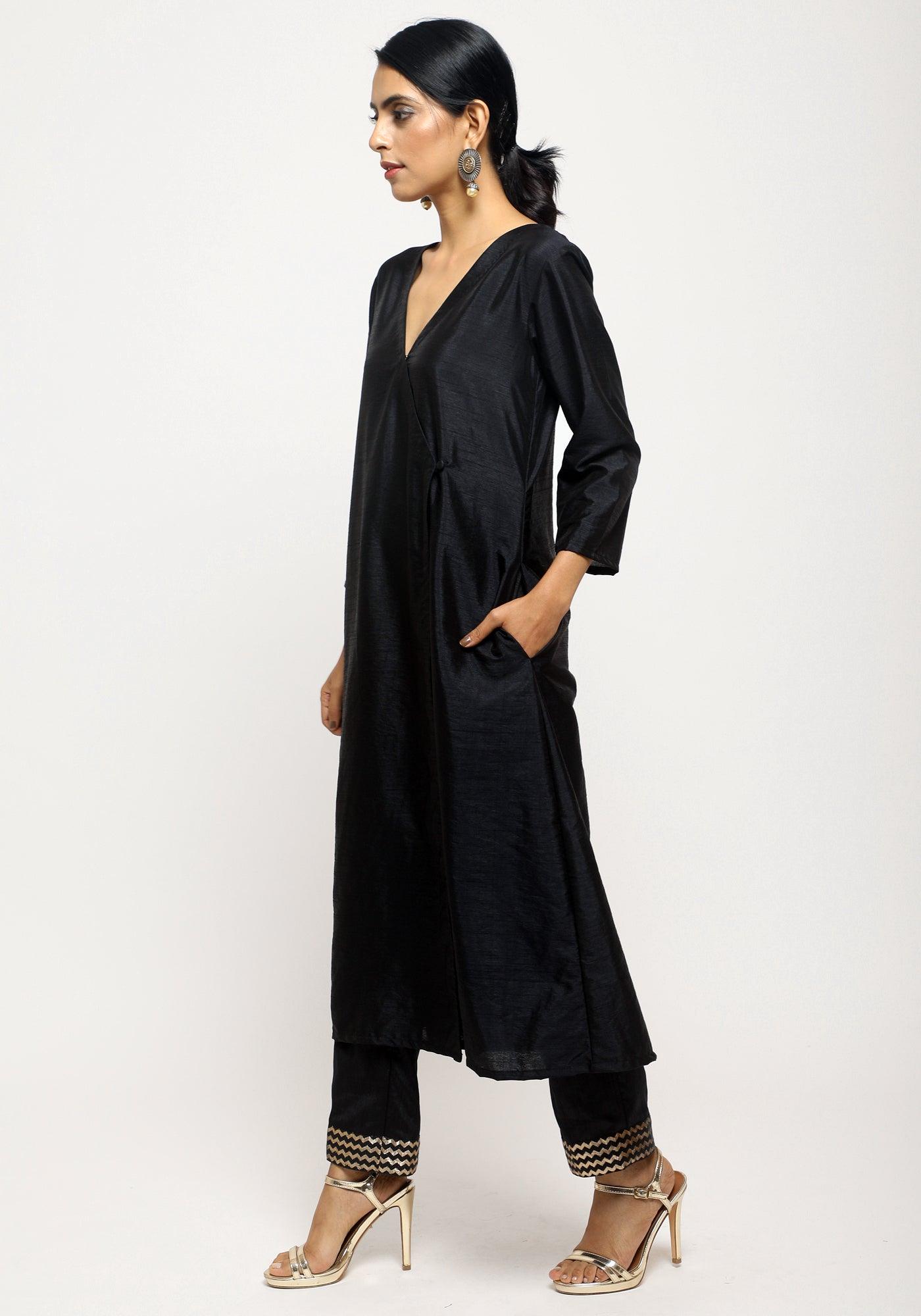 trueBrowns Black Angrakha Foil Pant - Distacart