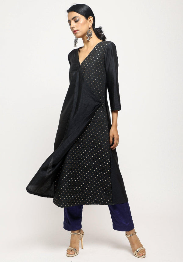 trueBrowns Black Foil Angrakha Set