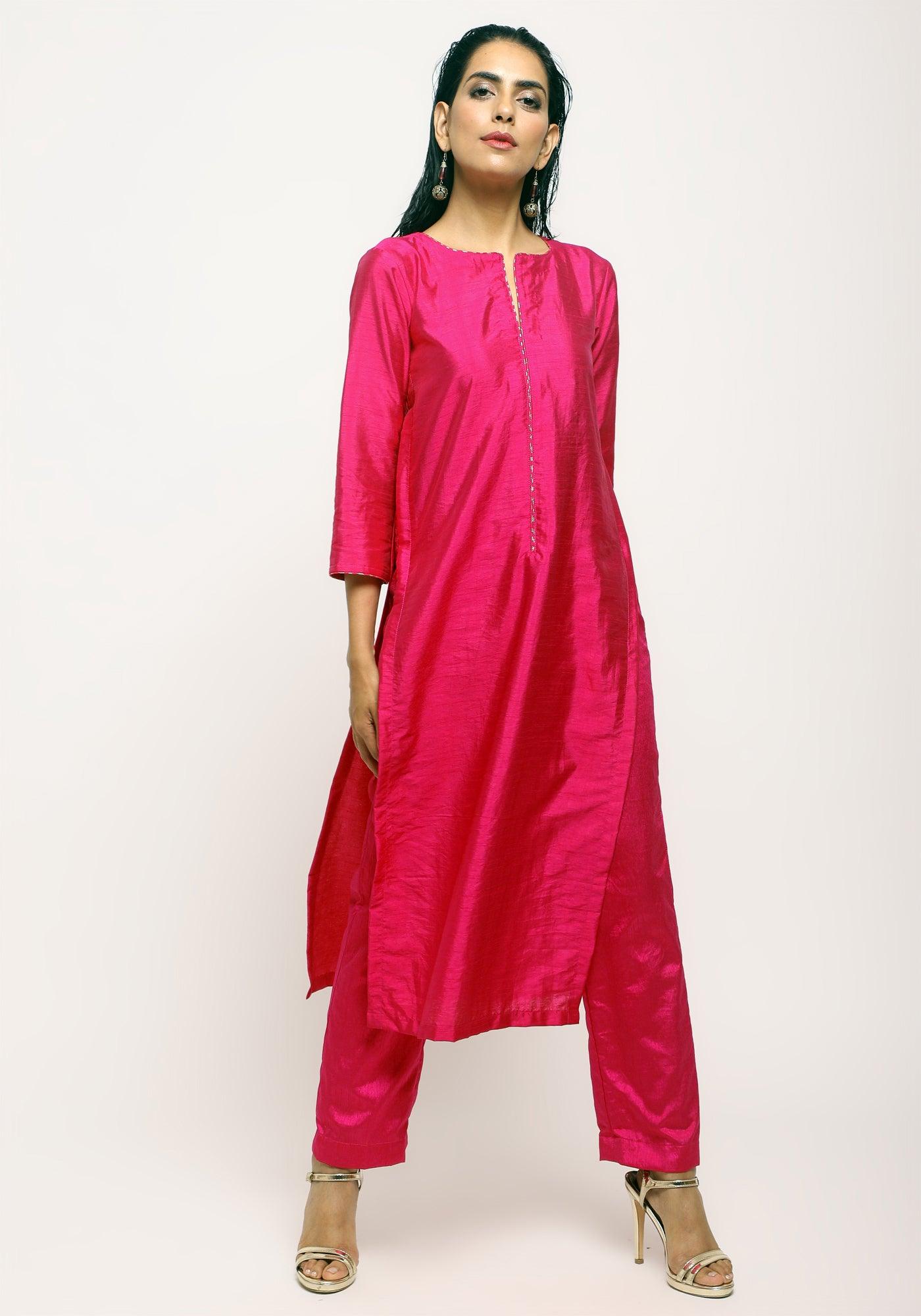 trueBrowns Pink Foil High Slit Set - Distacart