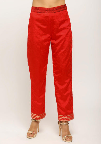 trueBrowns Orange Foil High Slit- Foil Pant - Distacart