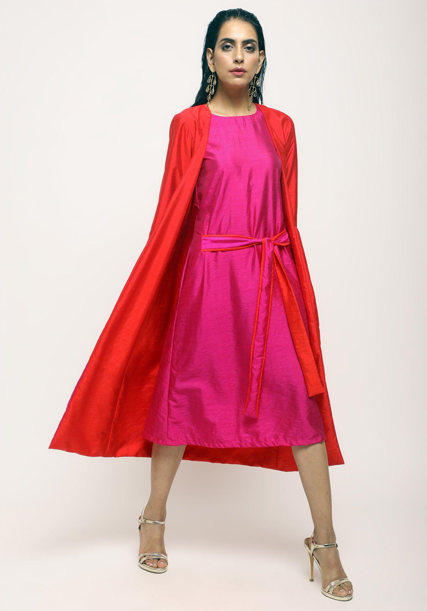 trueBrowns Orange Pink Silk Jacket - Distacart