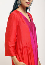 Thumbnail for trueBrowns Orange Pink Jacket Kurta Set - Distacart