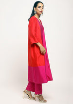 Thumbnail for trueBrowns Orange Pink Jacket Kurta Set - Distacart