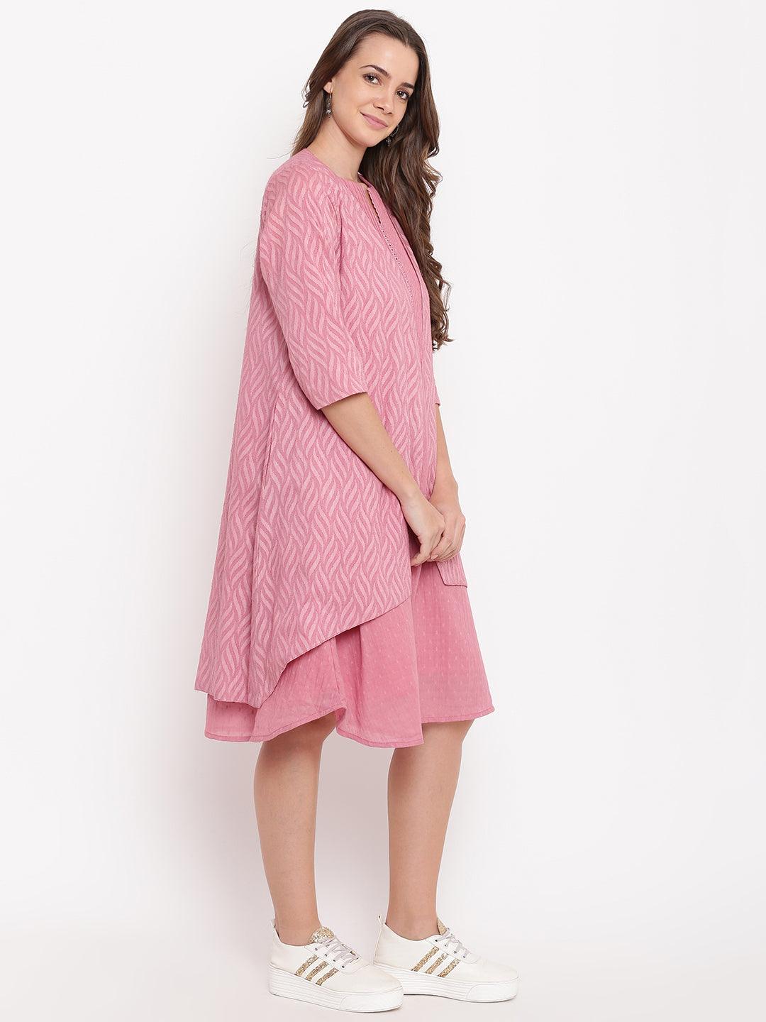 trueBrowns Pink Pin-Tucks Dress Reversible Jacket - Distacart