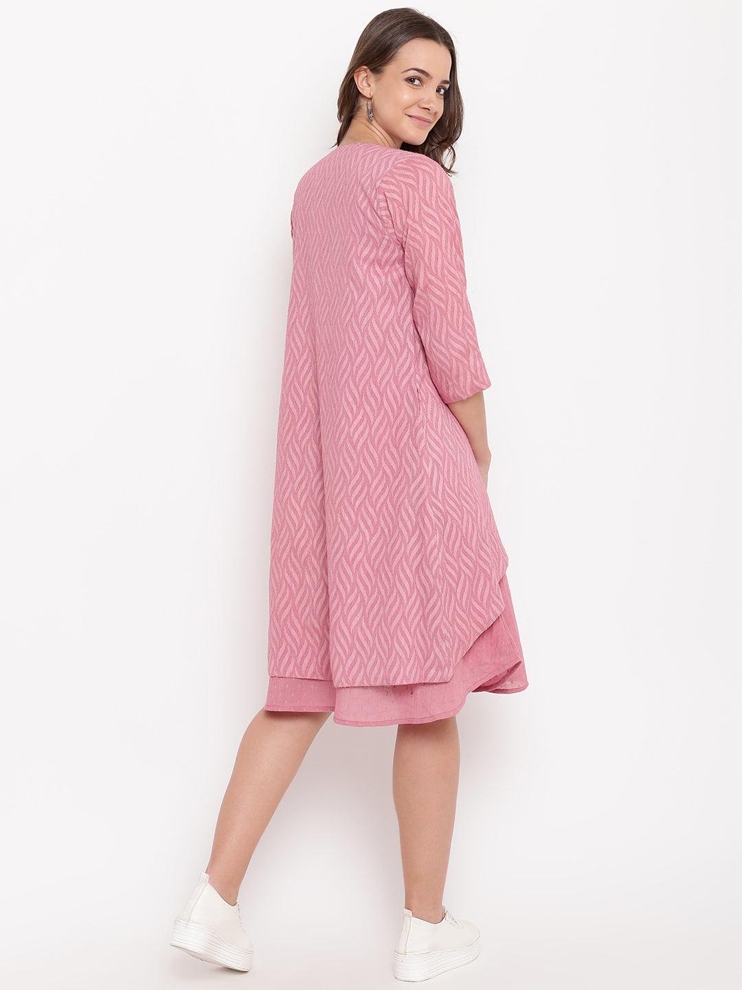 trueBrowns Pink Pin-Tucks Dress Reversible Jacket - Distacart