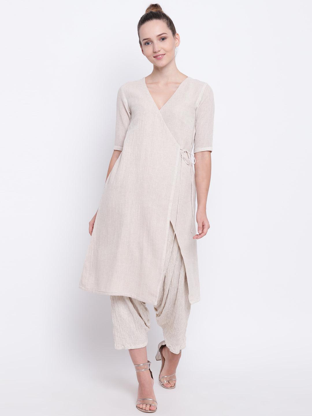 trueBrowns Beige Pure Cotton Angrakha - Distacart