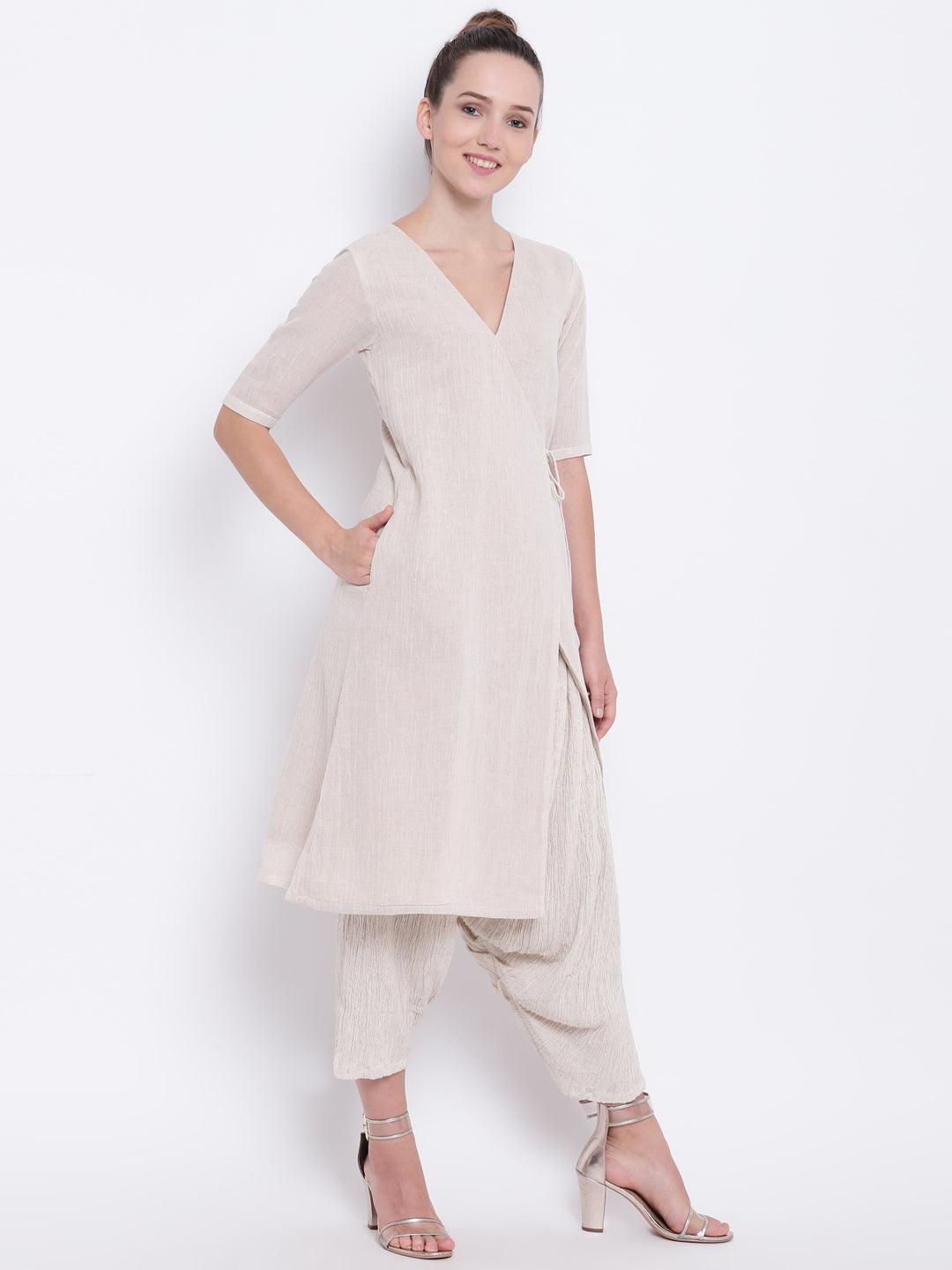 trueBrowns Beige Pure Cotton Angrakha - Distacart