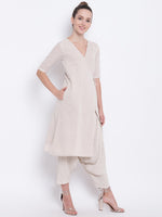 Thumbnail for trueBrowns Beige Pure Cotton Angrakha - Distacart