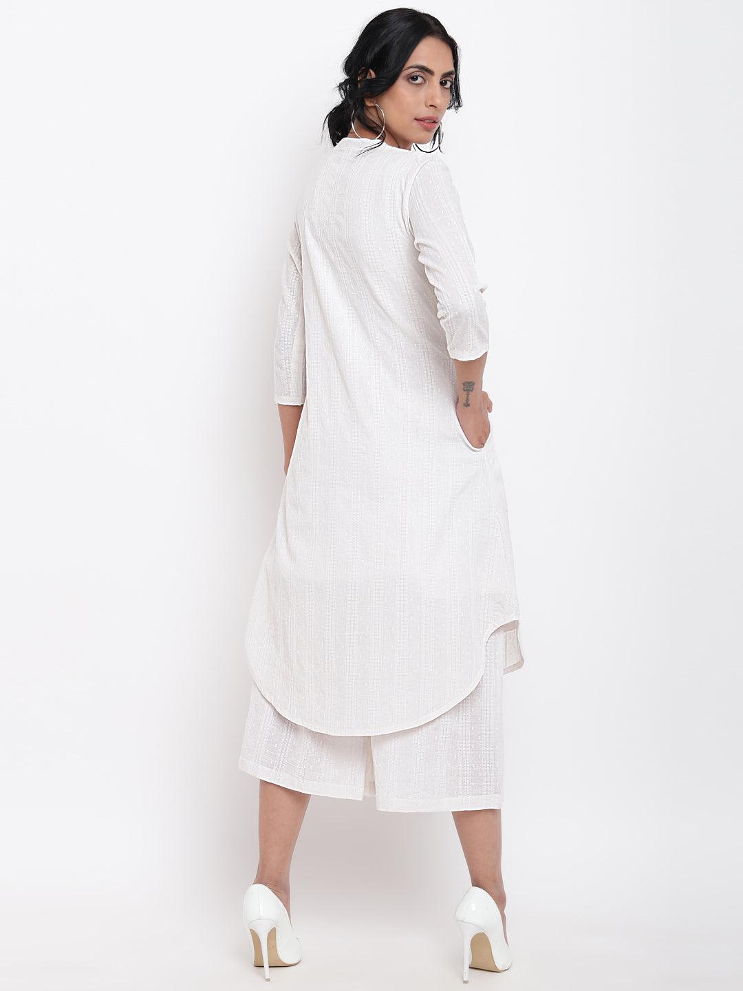 trueBrowns White Dobby Kurta Set - Distacart