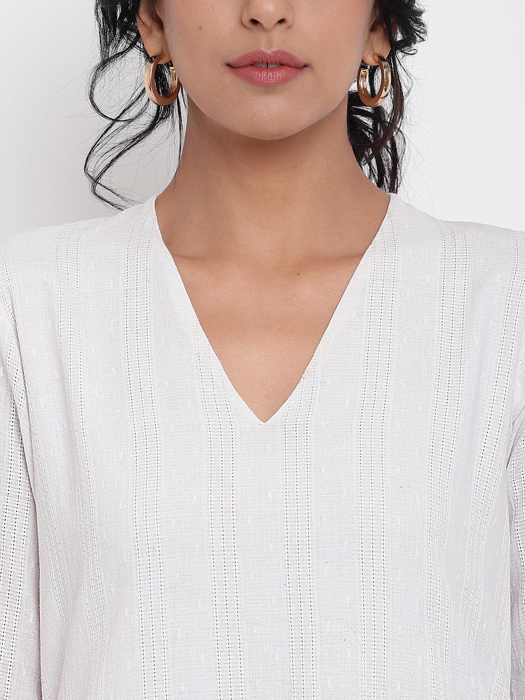trueBrowns White Dobby Kurta Set - Distacart