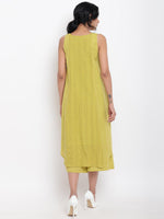 Thumbnail for trueBrowns Green Cotton Panelled Kurta Set - Distacart