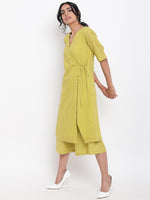 Thumbnail for trueBrowns Green Cotton Angrakha Kurta Set | Relove