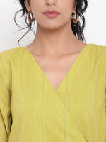 Thumbnail for trueBrowns Green Cotton Angrakha Kurta Set | Relove