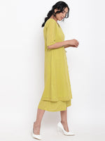 Thumbnail for trueBrowns Green Cotton Angrakha Kurta Set | Relove