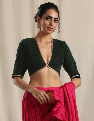 trueBrowns Green Velvet Gota Blouse - Distacart