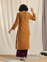 Thumbnail for trueBrowns Brown Velvet Slit Kurta - Distacart