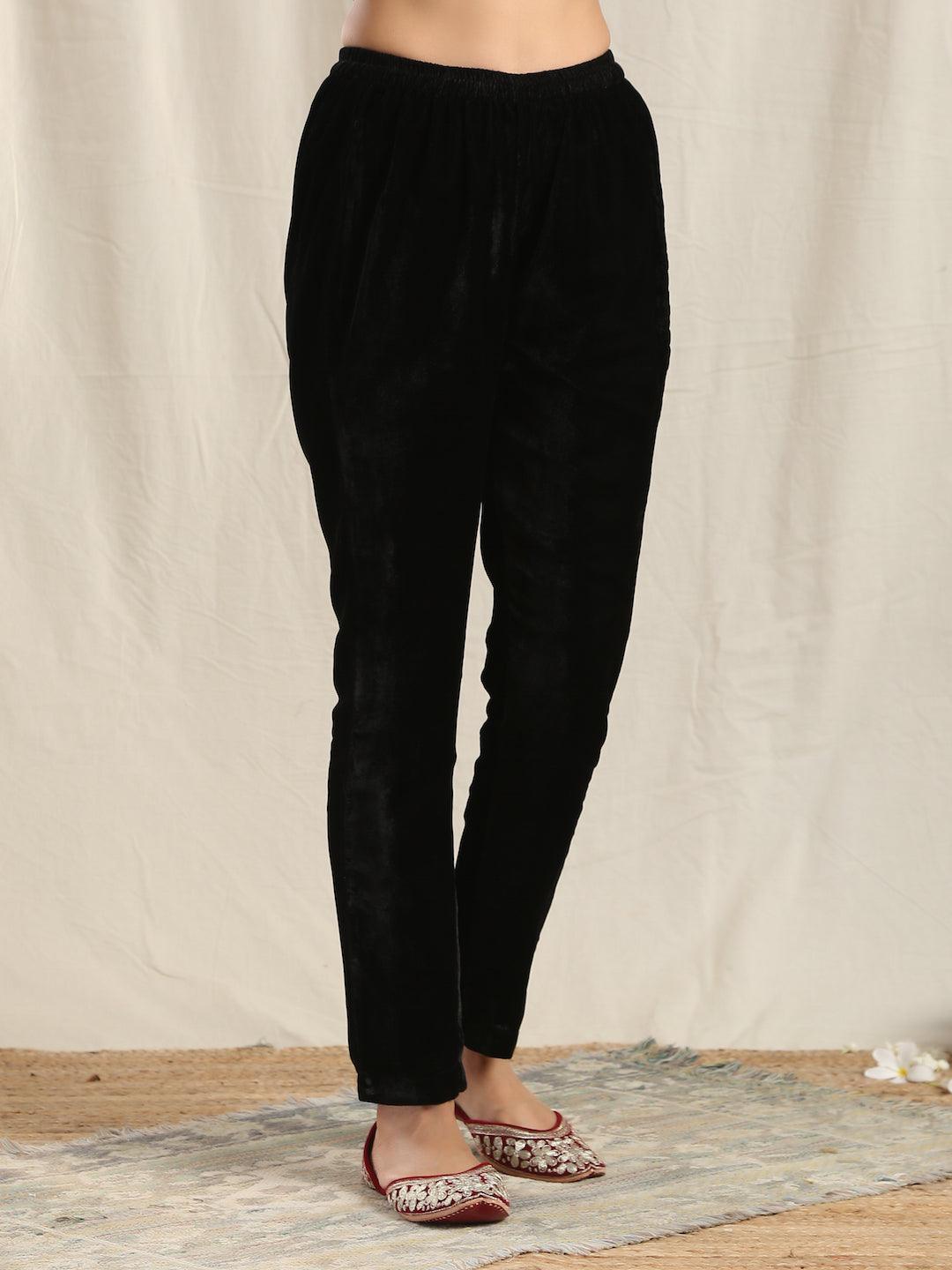 trueBrowns Black Velvet Pant - Distacart